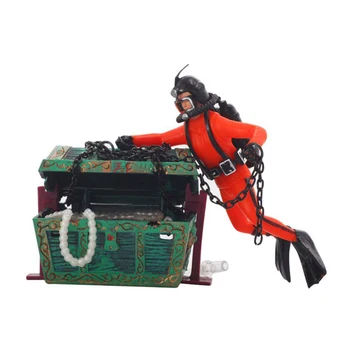 

2019 NEW Aquarium Decoration Fish Tank Waterscape Treasure Box hunting Hunter Diver air pump accessories