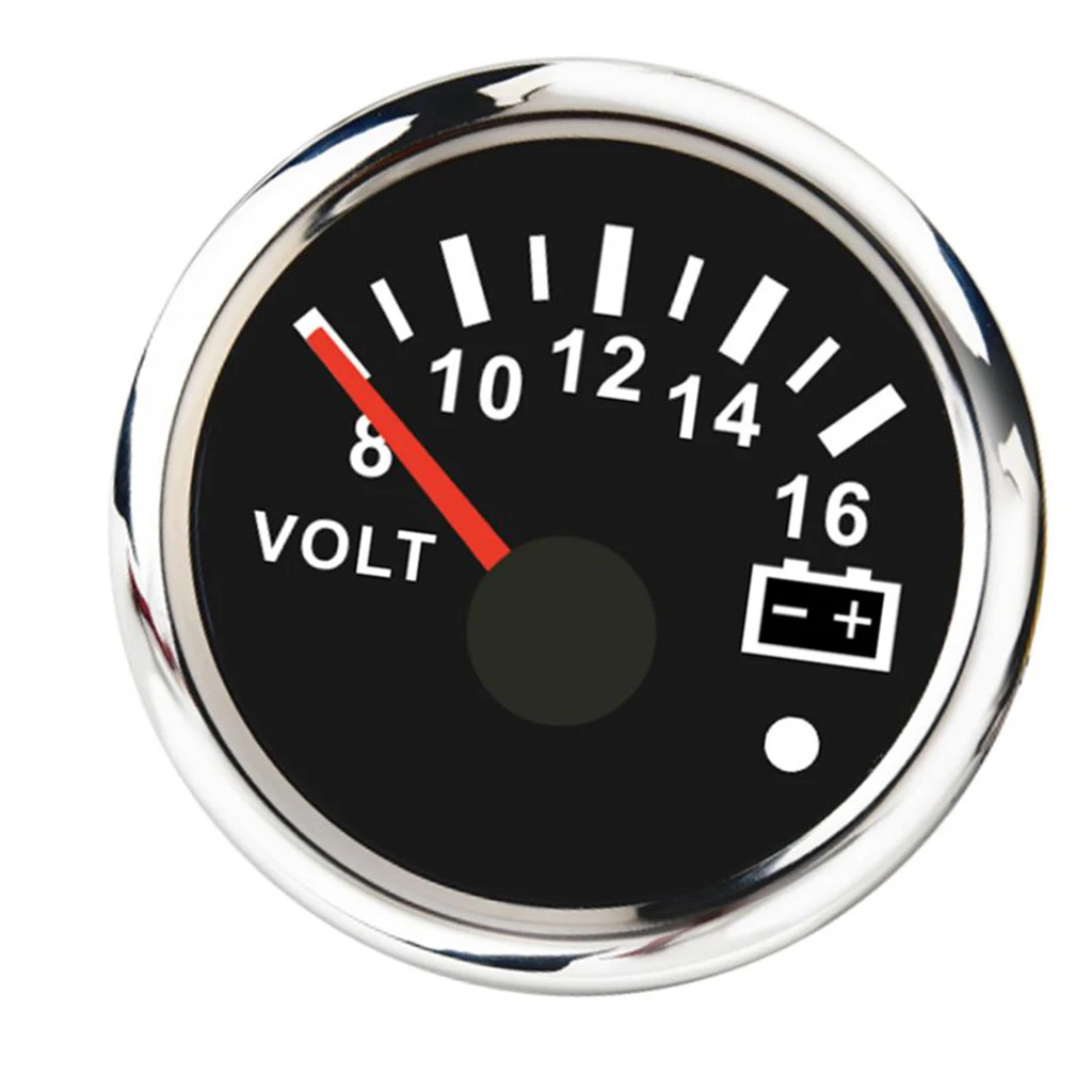 

2 inch (52mm) Voltmeter Gauge Meter with Red/Yellow Backlight for Car Motorcycle Truck Boat Marine, Black Dial