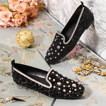 

Flats Shoes Woman Loafers 2020 Crystal Spring Bling Female Casual Shoes Flat Oxford Womens Footwear Loafers Flats Size 41