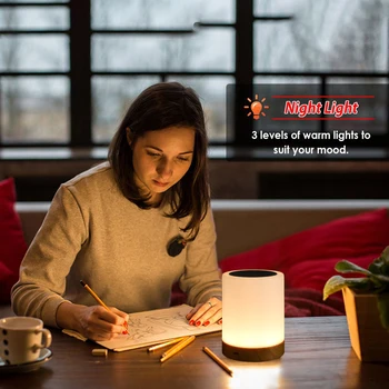 

Creative Colourful Night Light Wood LED Table Lamp Touch Dimmable USB Rechargeable Night Lamp Ambience Lighting Home Decor