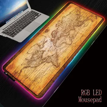 

ZSUXTC World Map Gaming RGB Large Mouse Pad Big Mouse Mat Computer Mousepad Led Backlight Surface Mause Pad Keyboard Desk Mat