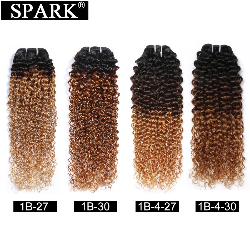 Spark 1/3/4 шт. волосы малазийские кудрявые вьющиеся пучки волос "омбре" три тона 1B/4/30 Реми человеческие волосы плетение 10-26 дюймов волосы для наращивания