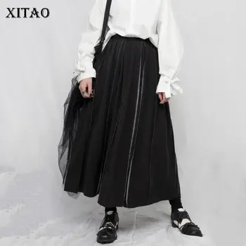 

XITAO 2020 Spring Summer New Skirts Womens Mid-length Fashion Harajuku Minority Elastic Waist Women Clothes Streetwear DMY4504