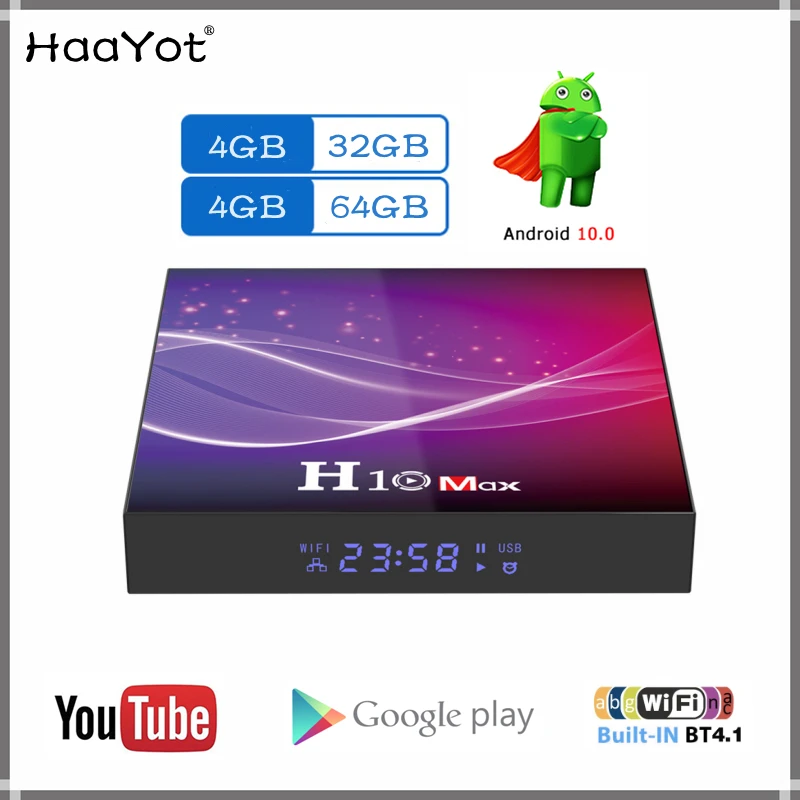 H10 Max H616 Android 10 0 Smart TV Box 4 Гб оперативной памяти 32G/64GB Allwinner 2 4G/5G Wi-Fi BT 1 6K