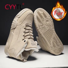 

CYYTL 2021 Fashion Suede Men's Winter Snow Boots Fur Lined Warm Ankle Short Booties Outdoor Walking Casual Non Slip Shoes