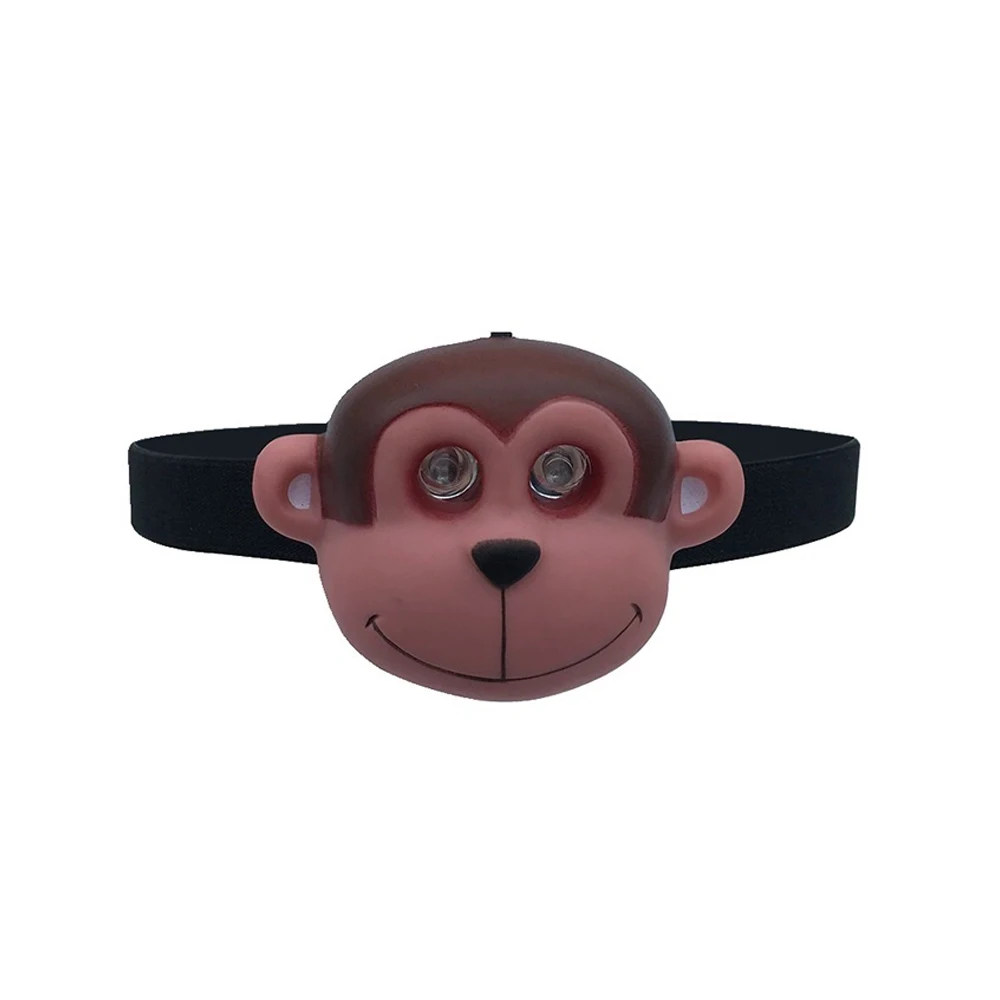 Милый детский светодиодный налобный фонарь AAA с батареей в форме животного, милый налобный фонарь на голову для мальчиков и девочек, для кемпинга, детей, креативный подарок - Испускаемый цвет: monkey