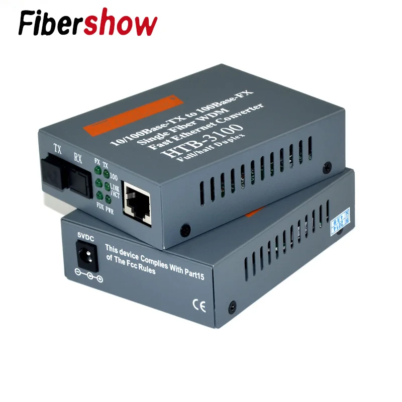 

Media Converter HTB-3100 Fiber Optical Single Mode Single fibra optica SC Port 20KM External Power Supply 10/100M