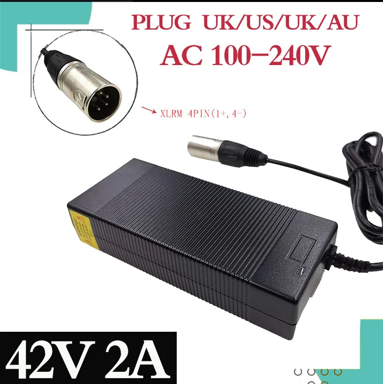 

36V charager 42V2A electric bike lithium battery charger for 36V lithium battery pack with XLR 4pin Socket