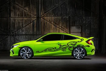 

For 2xFloral Design Vinyl Decal Hood Civic Sticker Car Truck Vehicle SUV Vine Car styling