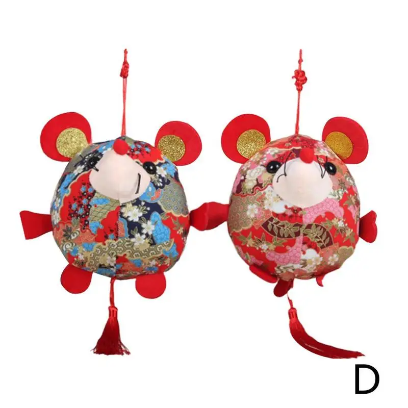 Год талисман крысы плюшевая игрушка красный китайский узел подвеска мышь Высокое качество Висячие Deacoration подарок на год для детей - Цвет: D