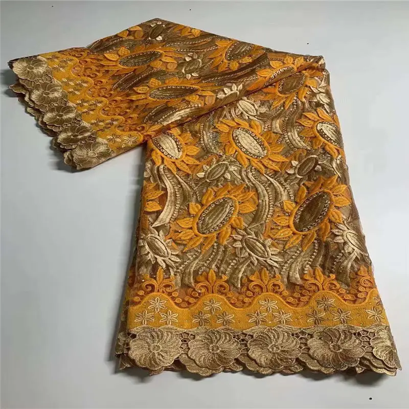 

African Cord Fabric 2021 High Quality Lace Gold Swiss Net Lace Fabric 2021 Stones Luxury Nigeria French Lace Fabric for Wedding