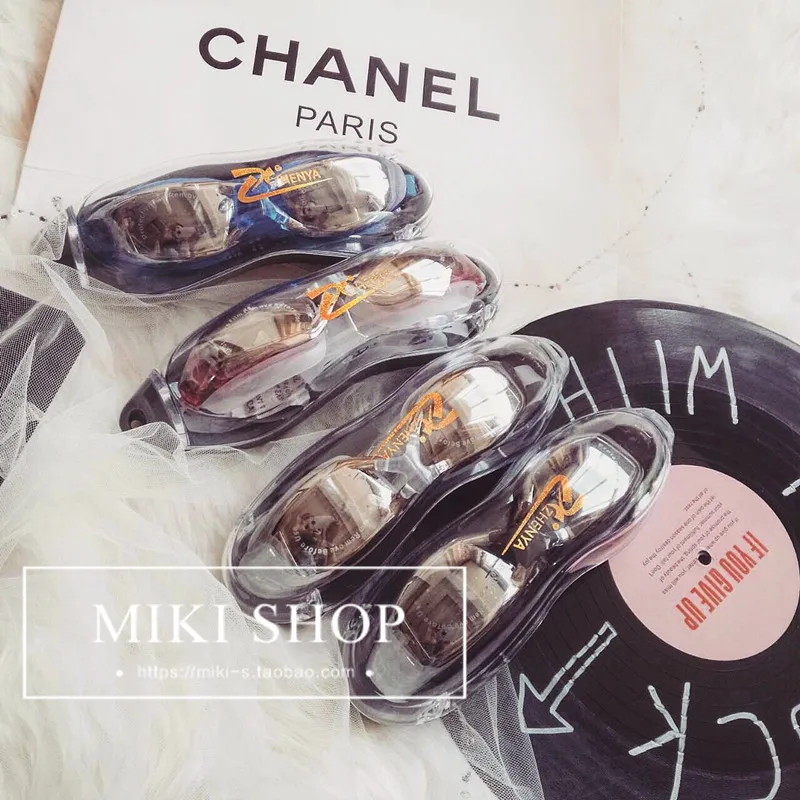 

Mikishop. Plain Glass Goggles Multi-color Big Box High-definition Electroplated Waterproof Anti-fog for Both Men And Women Swimm