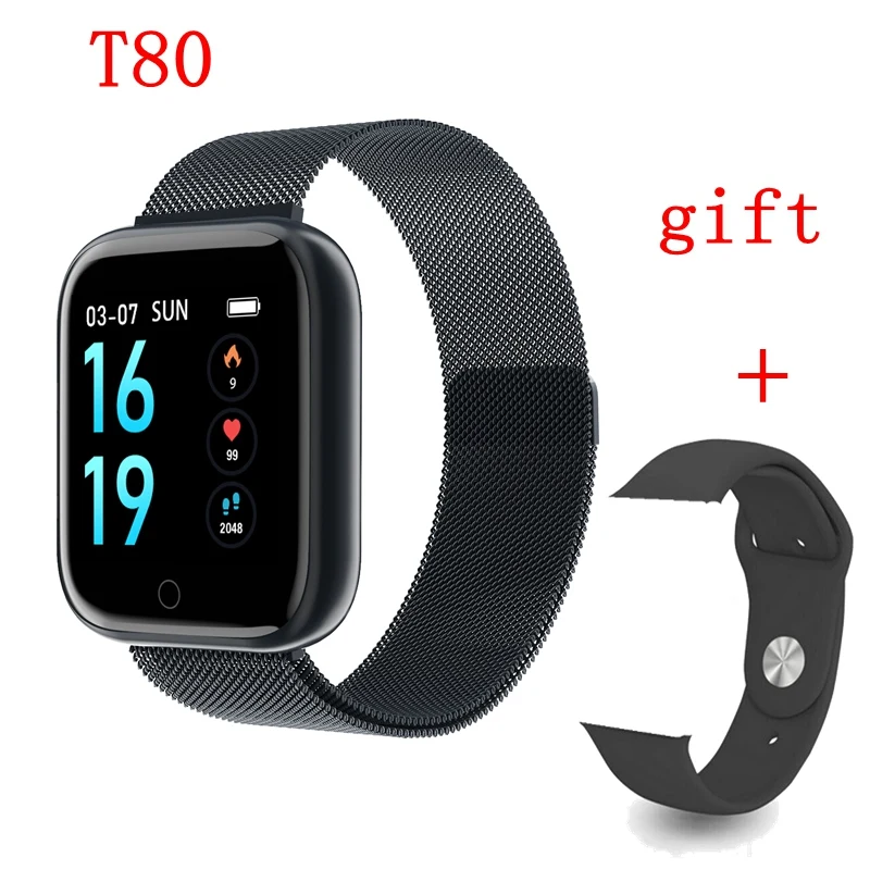 T80black add gift Женские IP68 Водонепроницаемые Смарт-часы P70 P68 Bluetooth 4,0 Смарт-часы для Apple IPhone xiaomi LG монитор сердечного ритма фитнес-трекер - Цвет: T80black add gift