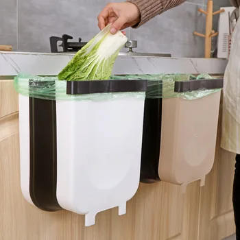 

Kitchen Creative Compartmental Folding Garbage Can Kitchen Household Hanging Foldable Hanging Living Room Toilet Car Mounted Wal