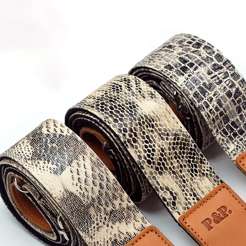 Practical Adjustable 95-150cm Electric Bass Guitar Strap Personality Crocodile Snake Skin PU leather Acoustic Guitar Accessories