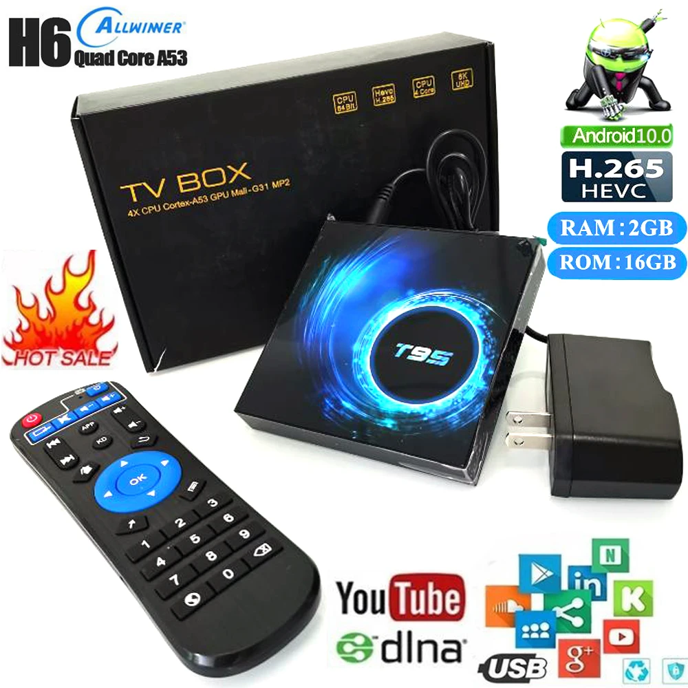 T95 max Смарт ТВ приставка Android 10 6k 2 4G и 5 8G Wi-Fi Bluetooth 0 4 ядра компьютерной приставки к