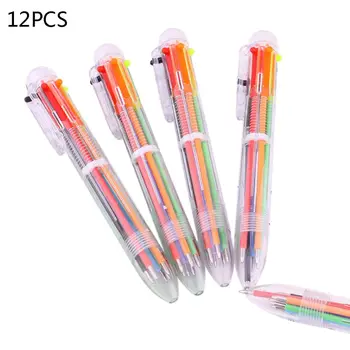 

12 Pack 0.7mm 6-in-1 Multicolor Ballpoint Pen，6-Color Retractable Ballpoint Pens for Office School Supplies Students Chi