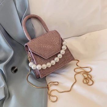 

Pearl Handle Super Mini PU Leather Hand Bag Crossbody Bags For Women 2020 Luxury Designer Shoulder Bag Woman's Purses Handbags