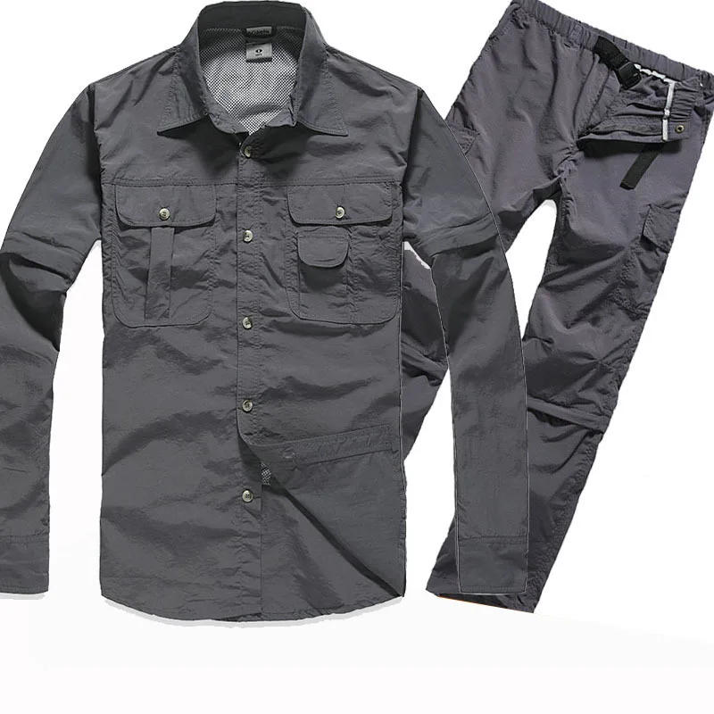 

Men's Tactical Shirt Military Quick Dry Shirts Man Clothing Outdoor casual Suit Hiking Camping Long Sleeve Climbing Trousers