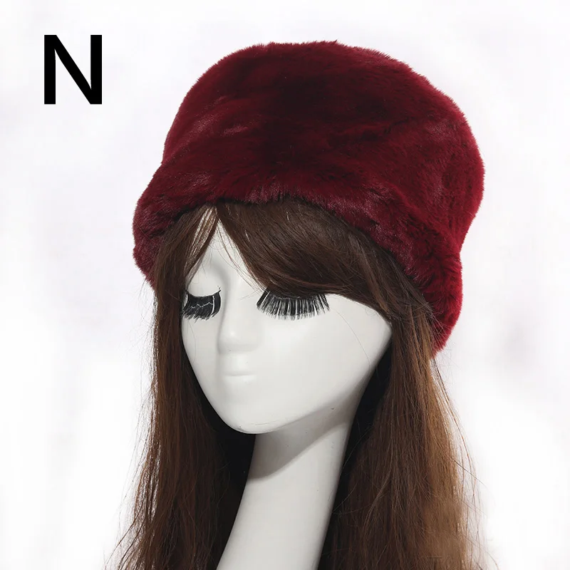 Women Hats Lady Russian Tick Fluffy Imitation Fox Fur Hat Headband Winter Earwarmer Ski Hat Female Hats For Autumn winter - Цвет: N