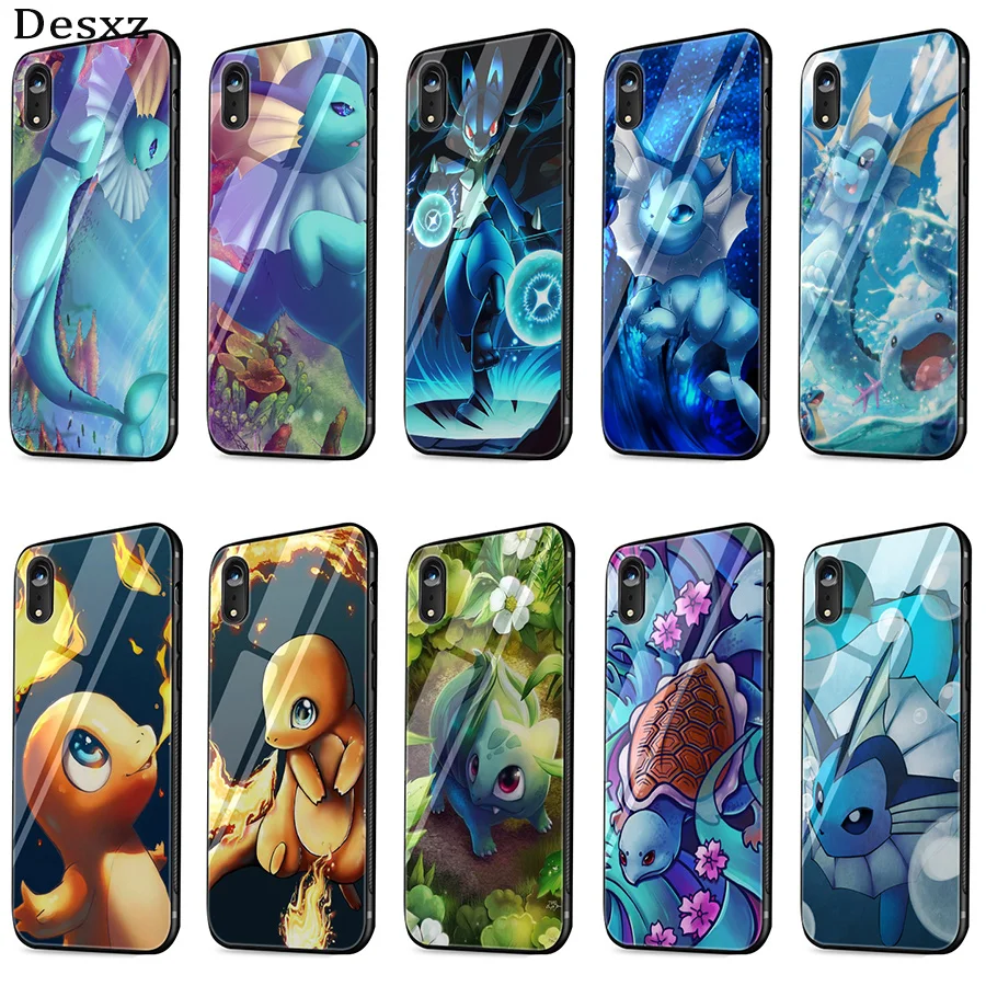 Charizard Squirtle Vaporeon Pokemons Glass Case Phone for iPhone 5 5s SE 6 6s 7 8 Plus XR X XS Max Cover Protection |