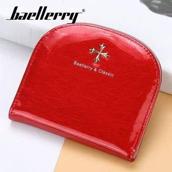 

Baellerry Women Wallet Metal Cross Solid Short Wallet PU Leather Hasp Porta Mini Handbag Note Compartment Photo Holder Wallet