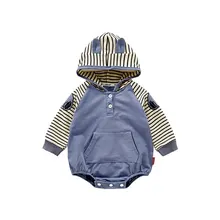Baby Romper Romper Autumn Style Children Boy Girl Baby Striped Cute Triangle Jumpsuit with Ear Hat