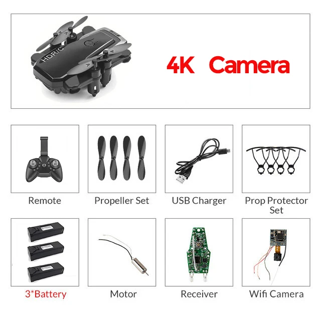 RC 4K мини-Дрон с HD камерой 1080P Высокое удержание RC Квадрокоптер вертолет Дрон профессиональный оптический поток VS GD89 LF606 E58 - Цвет: Black4KCamera3B