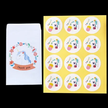 

Unicorn Thank you Paper Envelope Baby Birthday Party Gift Envelope for Invitation White Mini Craft Envelope with Stickers 50pcs