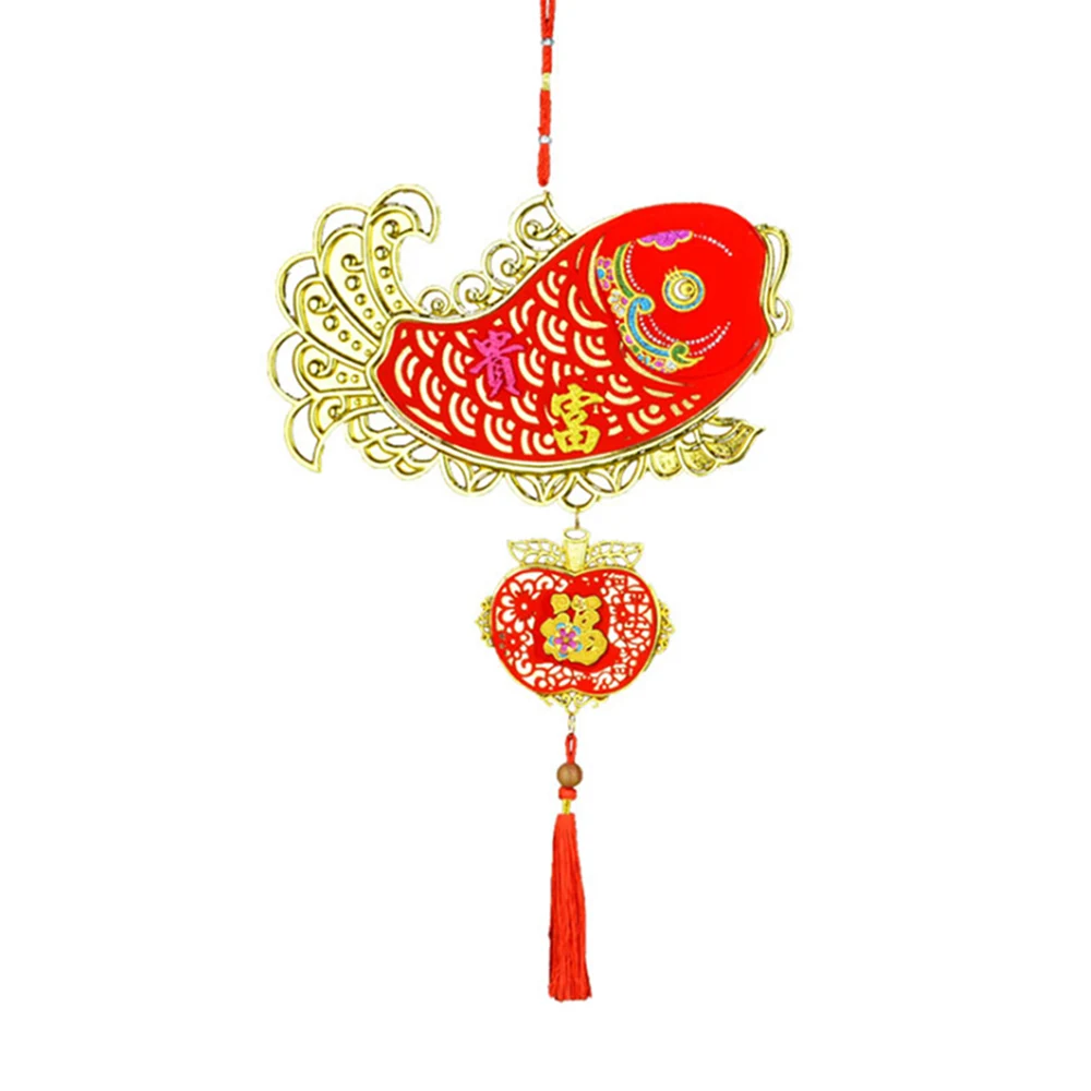 

Happy New Year Blessing Pendant Creative Spring Festival Flocking Fish Hanging Couplet Ornaments Diy Home Living Room Decoration