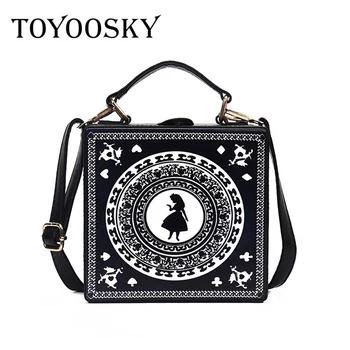 

TOYOOSKY Good quality fashion style box shape PU Leather rivet ladies handbag shoulder bag women's crossbody messenge Sac a main