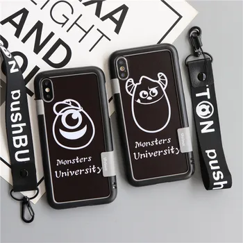 

For iphone XS max X XR black monsters Tempered Glass flim + bumper for iPhone 8plus 7 7plus 6 6S 6sP Sullivan Mike +toy+straps