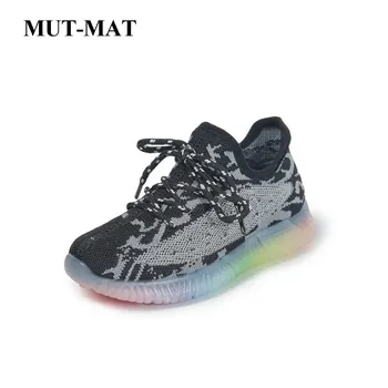 

Children's shoes Children's flying woven sneakers girls rainbow bottom shoes 2020 autumn new net red breathable casual sneakers