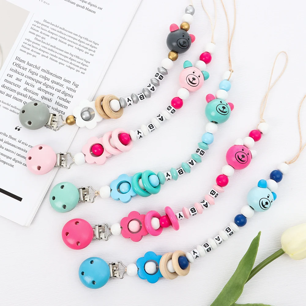 Nipple Strap Holder Gift Bead Cute Dummy For Baby Chew Pacifier Clip Teething 