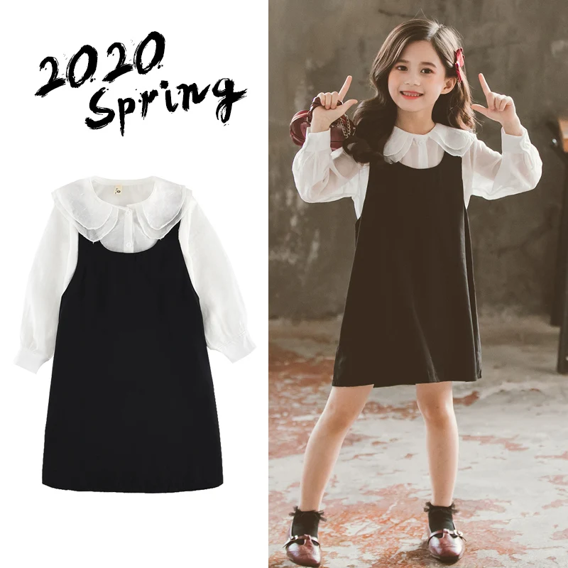 Г. Новые весенние платья для маленьких девочек детская одежда весенне-осенняя одежда для девочек Новая кукольная рубашка с воротником, комплект