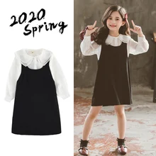 Г. Новые весенние платья для маленьких девочек детская одежда весенне-осенняя одежда для девочек Новая кукольная рубашка с воротником, комплект