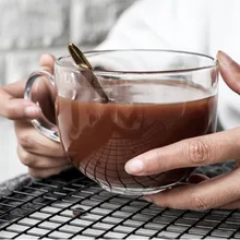 Утолщенная стеклянная овсянка, молочная чашка для завтрака, большая чашка для йогурта, кофе, чая, чашка для воды с большим животом