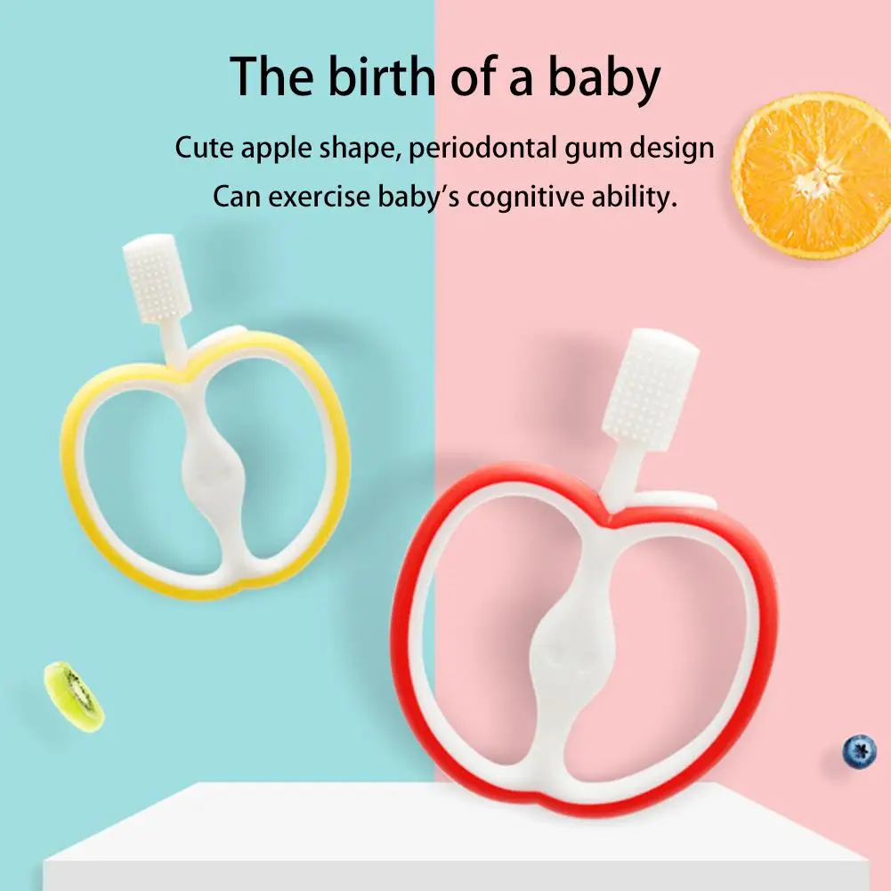 

Apples Shape Baby Soft Silicone Teether Teething Dental Care Cleaning Device Baby Ring Teether Silicone Beads DIY Chain