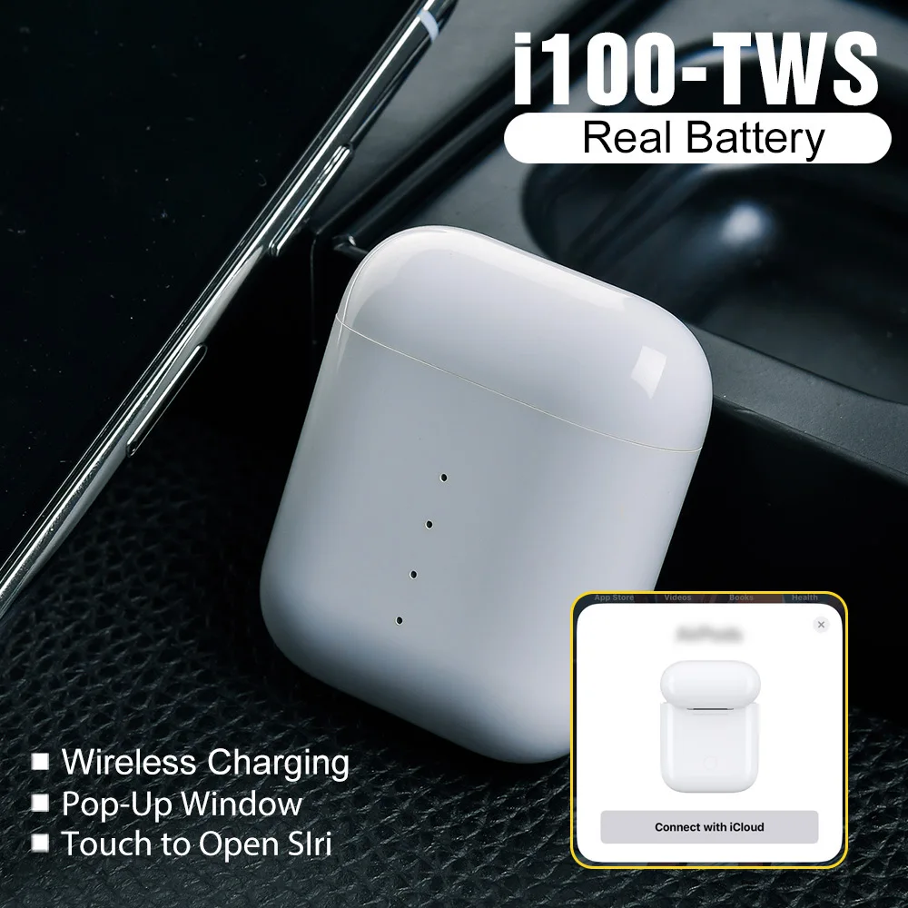 

i100 TWS Earbuds Pop up Wireless Bluetooth Earphones QI Wireless Charging Real Battetry Show PK W1 Chip i90 i80 i60 i30 i20 TWS