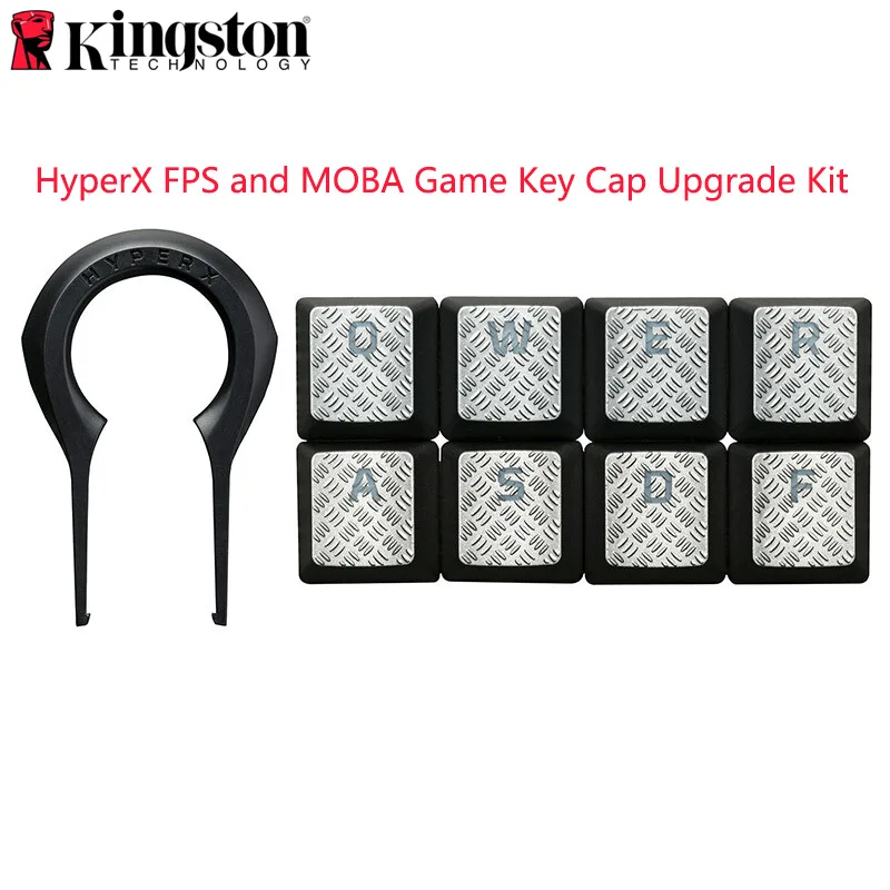 

Kingston HyperX FPS & MOBA Gaming Key Cap Upgrade Kit for RGB Gaming Mechanical Keyboard Gamer 8pcs silver Titanium Keycaps