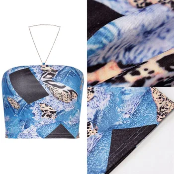 

Sleeveless Halter Print Sexy Crop Tops Summer Women Fashion Streetwear Outfits Cute Camis