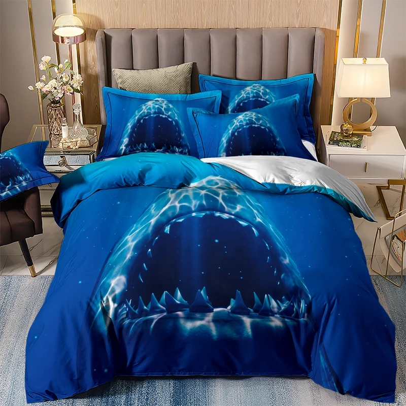 

Meer Tier Shark Bettwäsche Set Blau Einzigen Doppel Bettbezug-set Königin König Twin Größe Bett Kleidung Für Erwachsene Kind hom