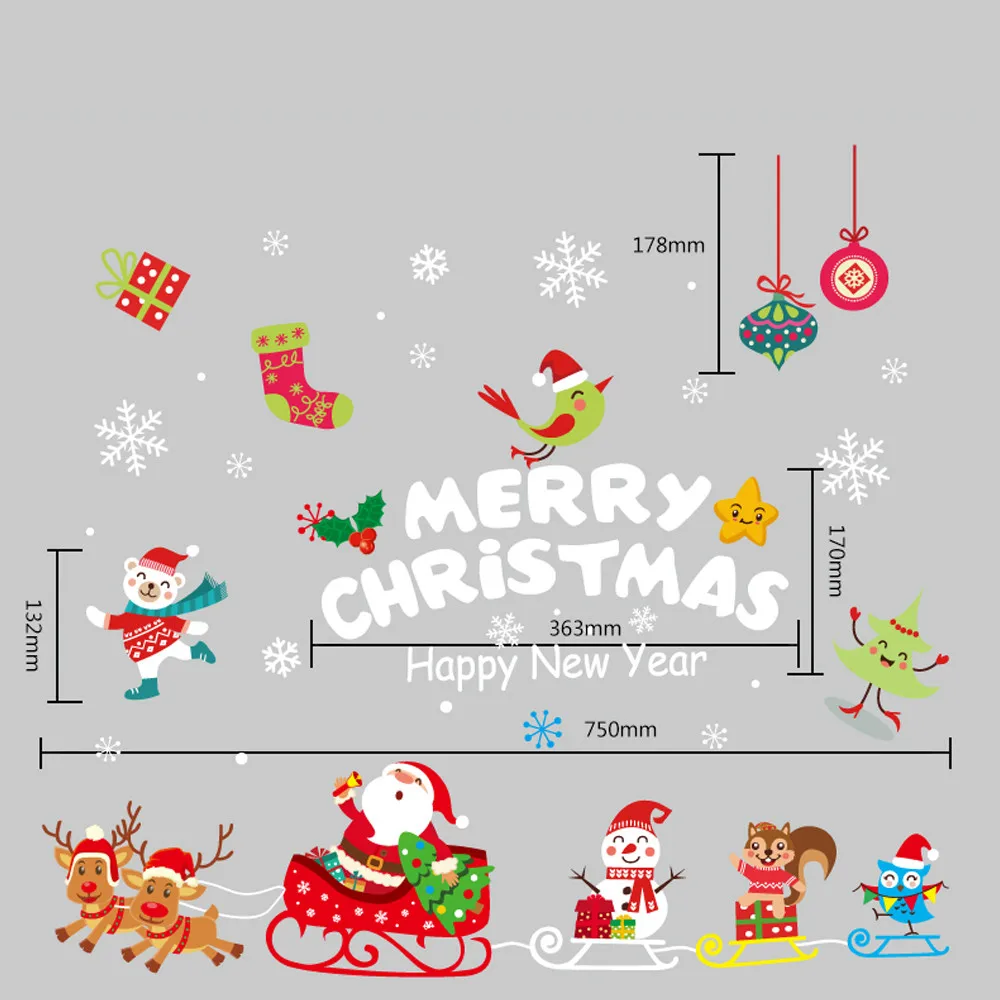 Merry Christmas украшение комнаты розовый счастливый Рождественский принт виниловые наклейки на стену окна эстетические наклейки керст дропшиппинг