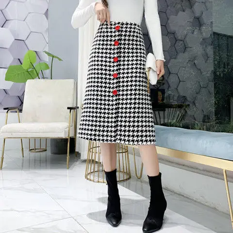 Heydress осенние корейские клетчатые женские повседневные юбки женские Harajuku прямые юбки с высокой талией женские винтажные длинные юбки