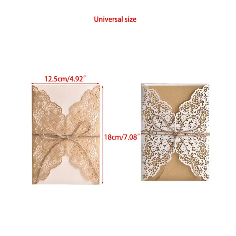  50pcs 50pcs Wedding Invitation Cards Laser Cut Party Invitations with Brown Kraft Card Inserts for  - 4.00036E+12