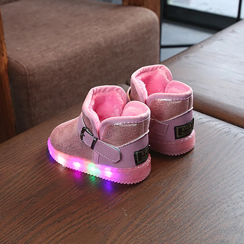 Сапоги для маленьких девочек; детская обувь; Светодиодный светильник; Светящиеся кроссовки; теплые зимние ботинки; botas mujer invierno;