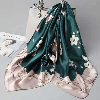 

Wild 90*90cm Simulation Silk Square Scarf Women's Thin Print Summer Sun Breathable Silky Trendy Scarf Female 2020 Spring
