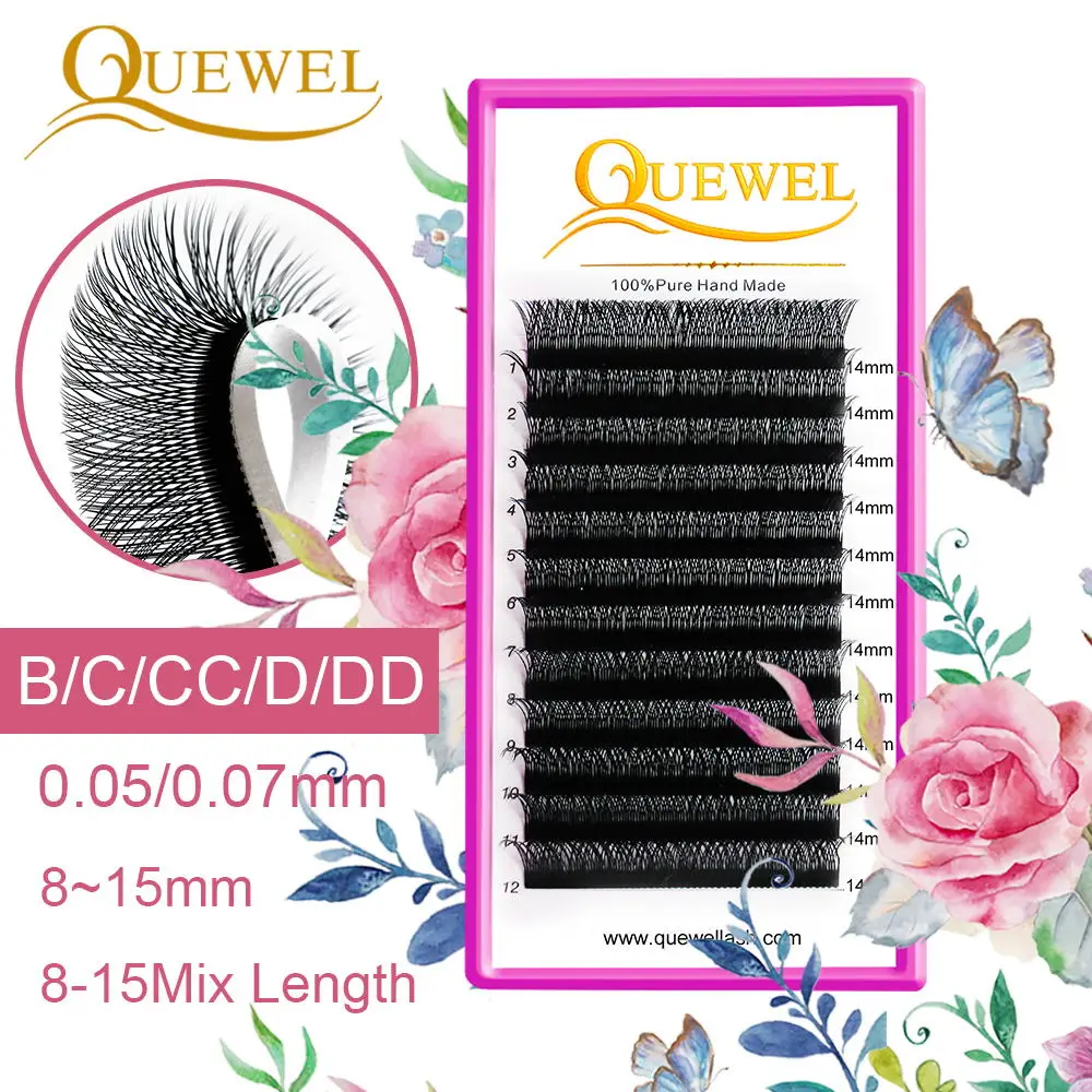 

Quewel Y Shape Eyelashes Extensions Thickness 05/07MM Soft Natural Easily Grafting 8-15 MIX Individual Volume Eyelash C/D Curl