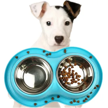 

Stainless Steel Anti-slip Leak-Proof Pet Double Bowl Dog Bowl Bowl Small Dogs Teddy Cat Bowl Doggie Bowl Cat Basin Pet Supplies