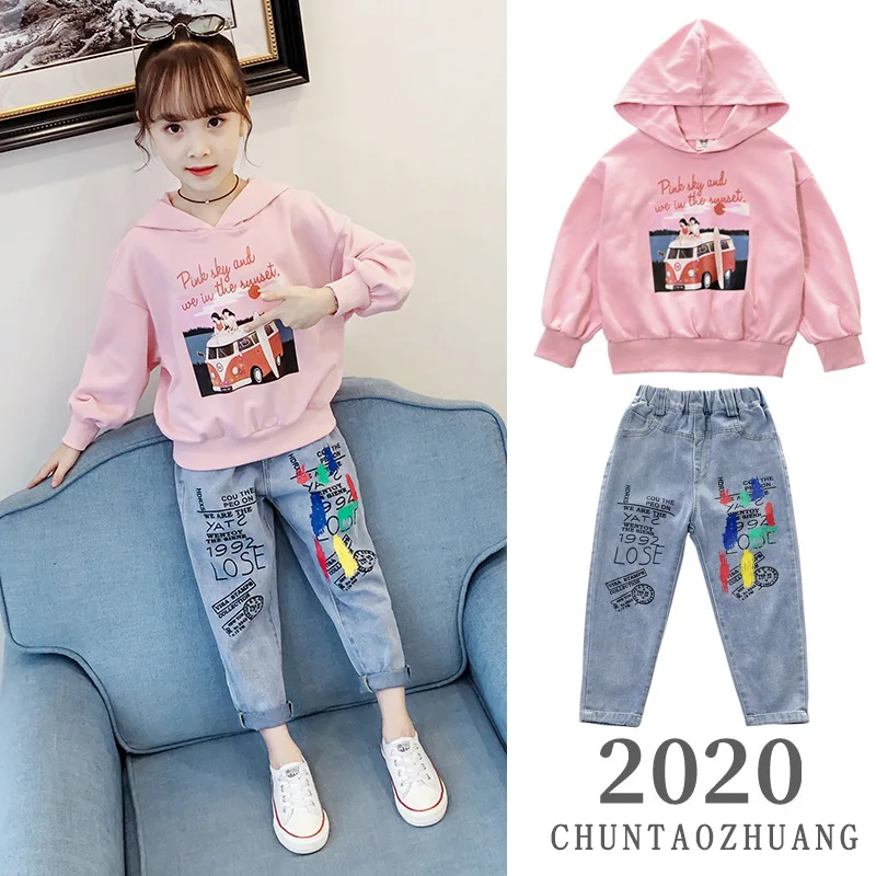 Outfits Spring Autumn Warm Girls Suit Cotton Sweater + Pants 2Pcs/Sets Teenage Children's School Clothing Kids Party High Qualit | Мать и